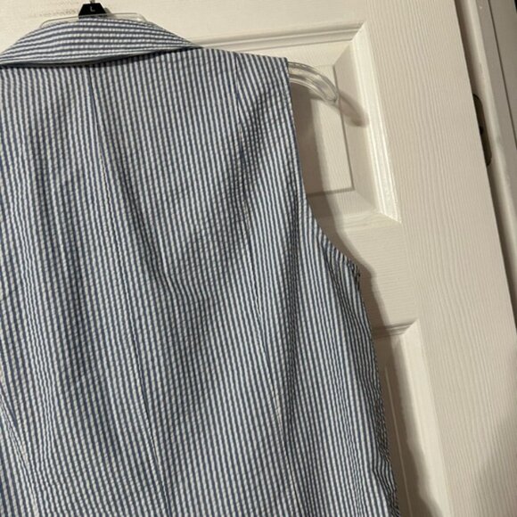 NWT Anne Klein Seersucker Sleeveless Shirt Dress - Picture 13 of 16